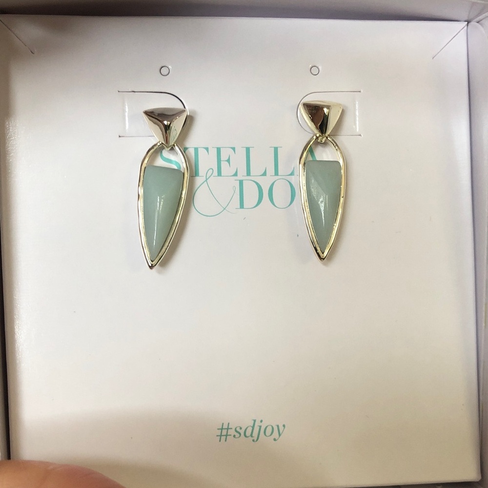 Stella & Dot Silver and Mint Quartz Colored Earrings